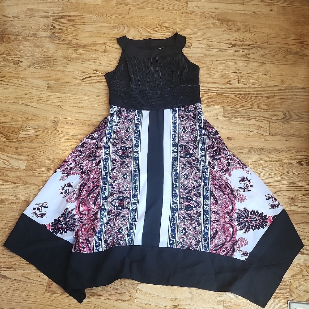 (2) NWT Ricki's Black and Pink Formal Dress Vacation Summer Paisley Cutout Wow